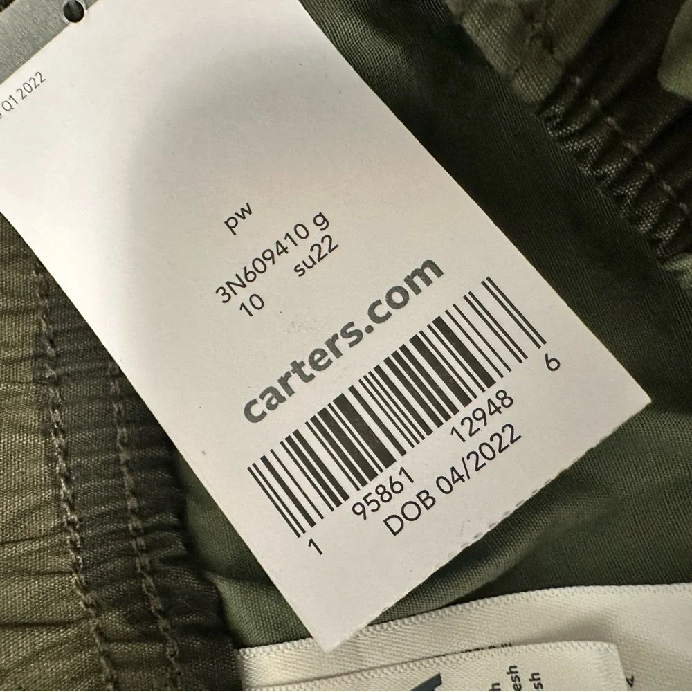 NWT Carter's Green Camouflage Shorts Boys Size 10 NEW